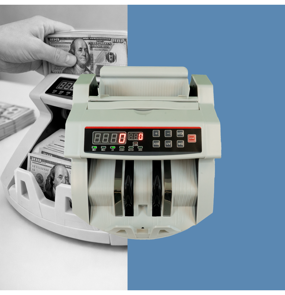 Liczarka do banknotów nominałowa - Liczenie wszystkich walut świata biała