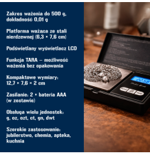 WAGA kieszonkowa jubilerska pokrywka 0.01g / 200g + baterie w zestawie
