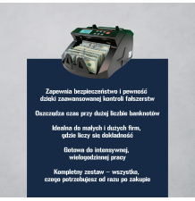 Liczarka do banknotów nominałowa - Liczenie wszystkich walut świata czarna