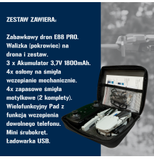 Dron e88 pro zabawka kamery wifi zawis 250m + 3 baterie akumulatory