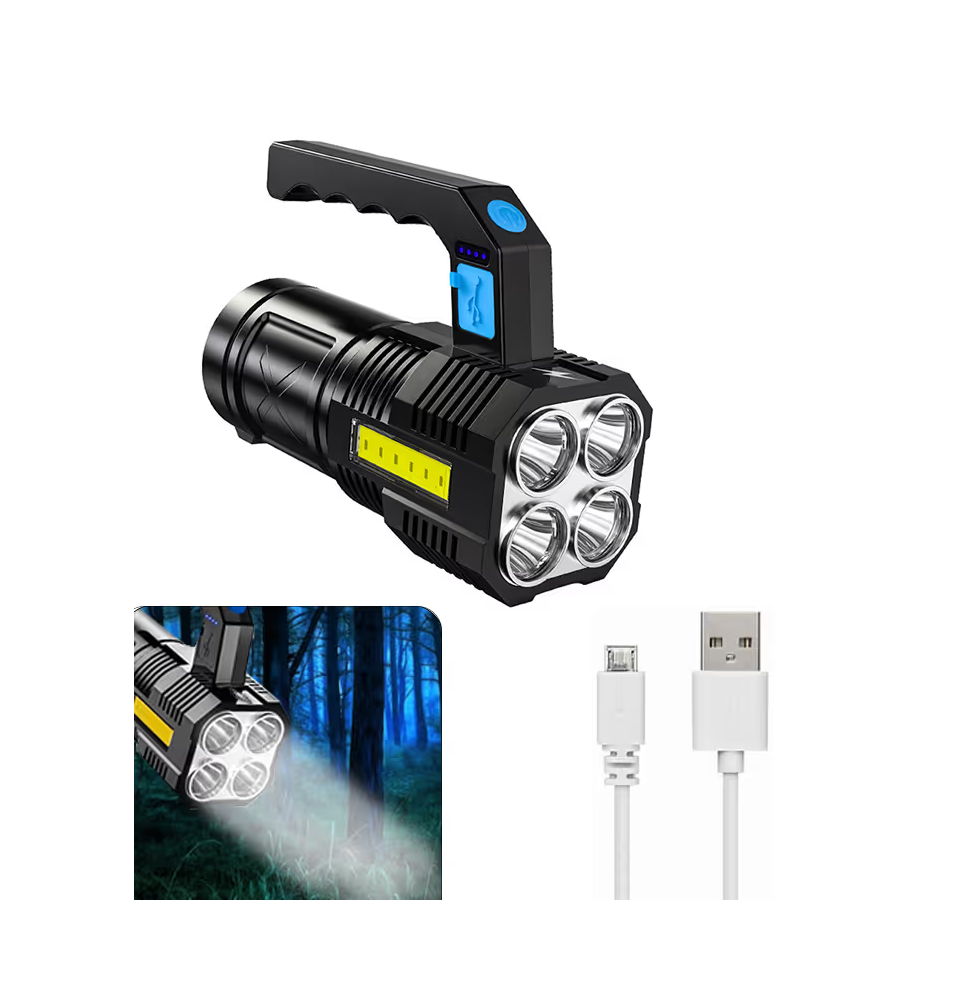 Latarka akumulatorowa led cob szperacz taktyczna wielofunkcyjna ładowanie usb rączka