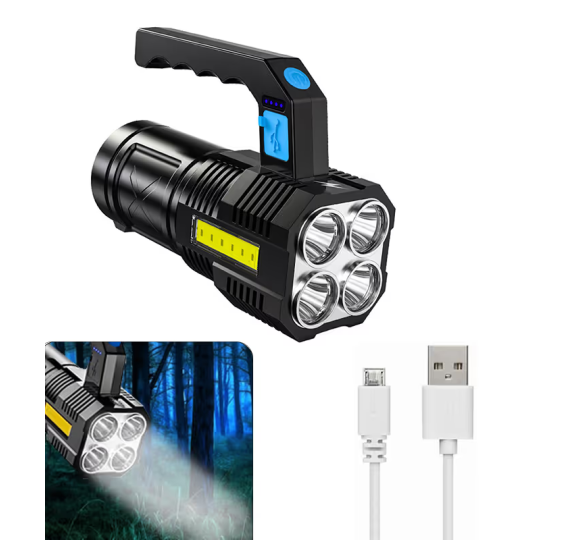 Latarka akumulatorowa led cob szperacz taktyczna wielofunkcyjna ładowanie usb rączka