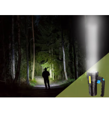 Latarka akumulatorowa led cob szperacz taktyczna wielofunkcyjna ładowanie usb rączka