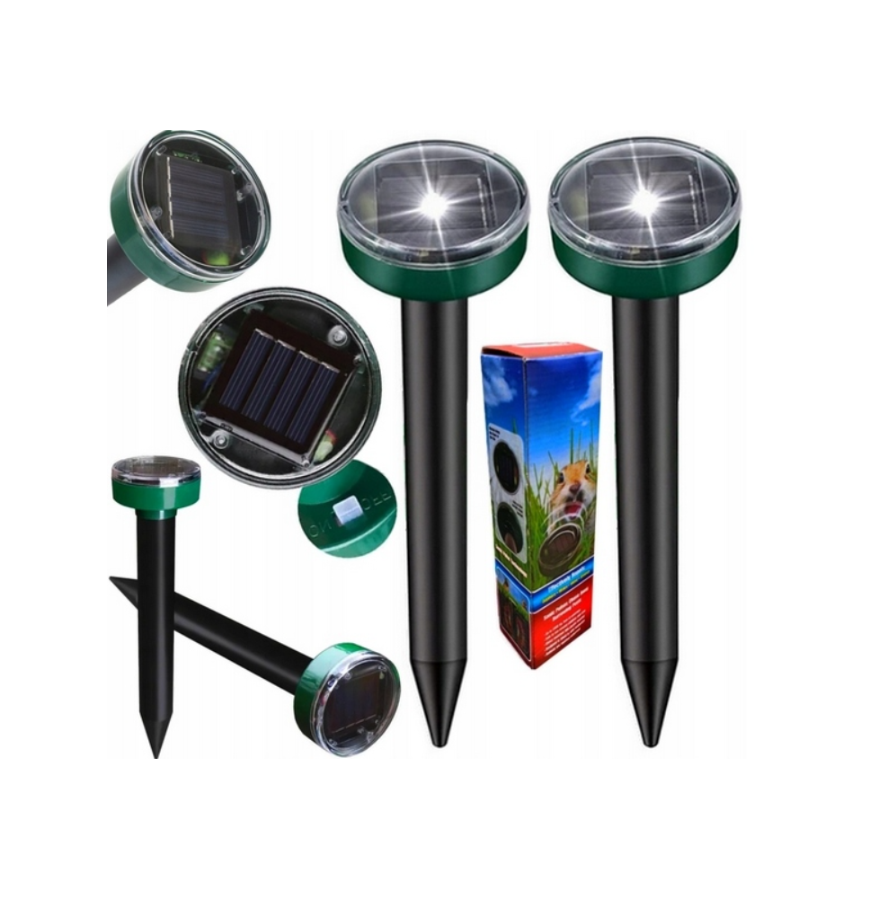 4x solarny odstraszacz na krety kune nornice najmocniejszy zestaw xxl
