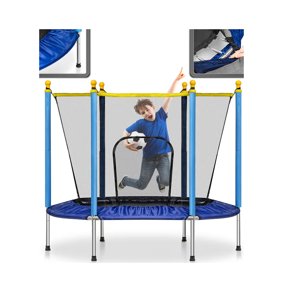 Trampolina ogrodowa stabilna dla dzieci do domu z siatką 140 x 122 cm
