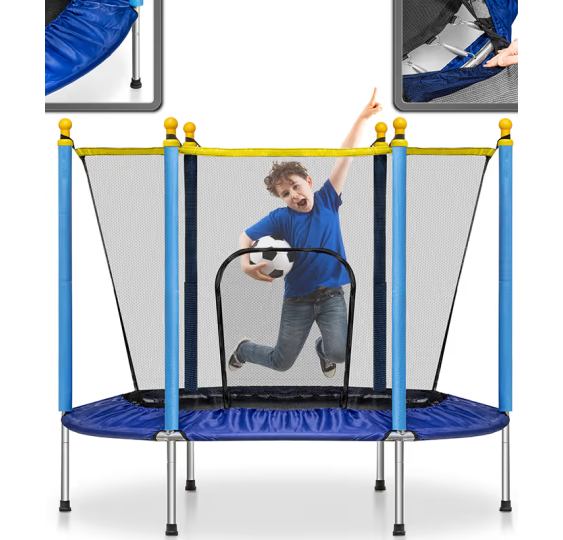 Trampolina ogrodowa stabilna dla dzieci do domu z siatką 140 x 122 cm