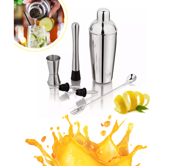 Zestaw barmański 6 elementów shaker stojak solidny domowy do napojów drinków