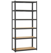 Regał magazynowy 220 cm szary metalowy garażowy warsztatowy 6 poziomów płyta mdf do przechowywania