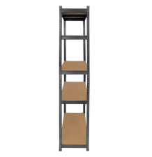 Regał magazynowy 150 cm szary metalowy garażowy warsztatowy 5 poziomów płyta mdf do przechowywania