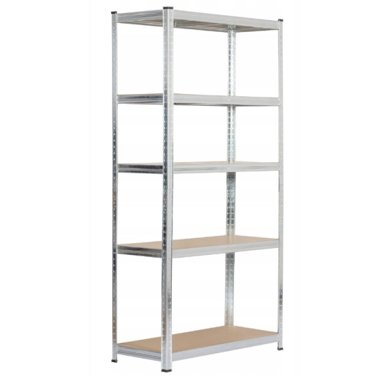 Regał magazynowy metalowy srebrny 220x90x40cm