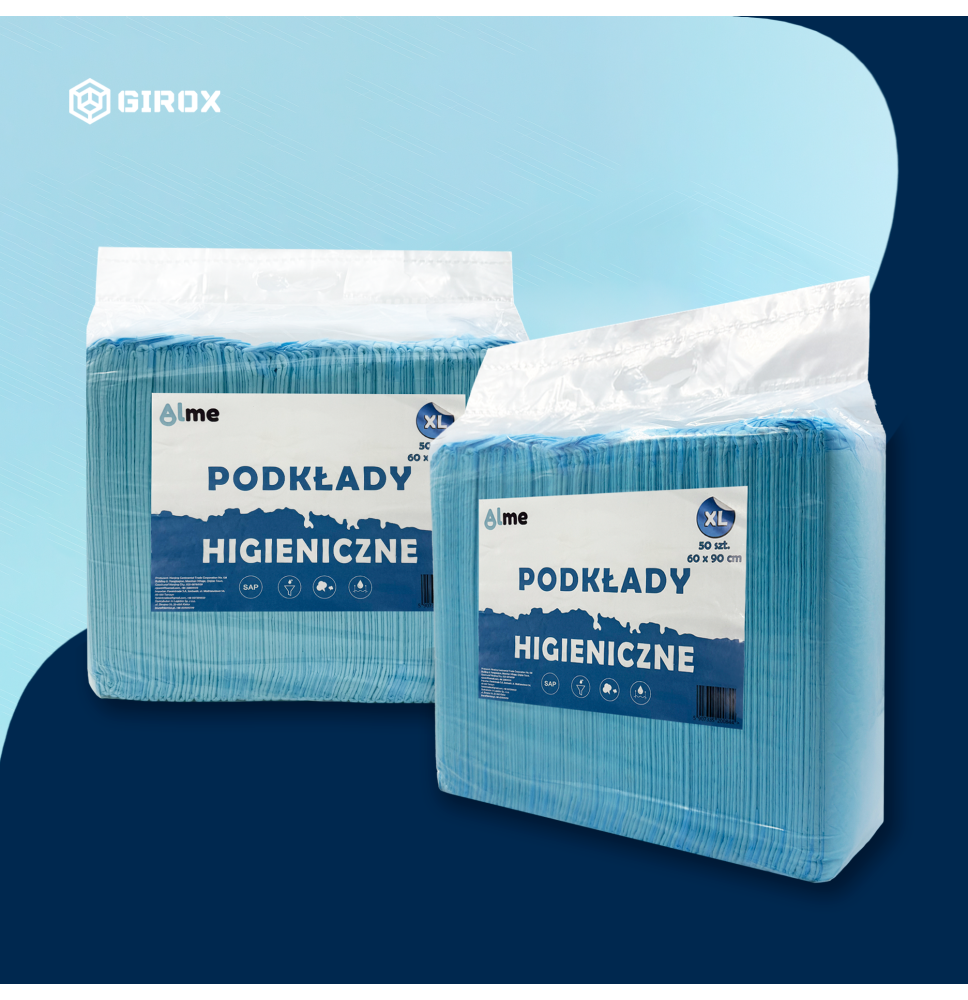 Podkłady higieniczne XL 60x90 cm 50 szt ALME dla ludzi