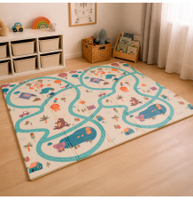 MATA EDUKACYJNA PIANKOWA DWUSTRONNA SKŁADANA 200x180CM