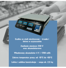 Waga sklepowa 40kg / 2g elektroniczna gastronomiczna wyświetlacz LCD