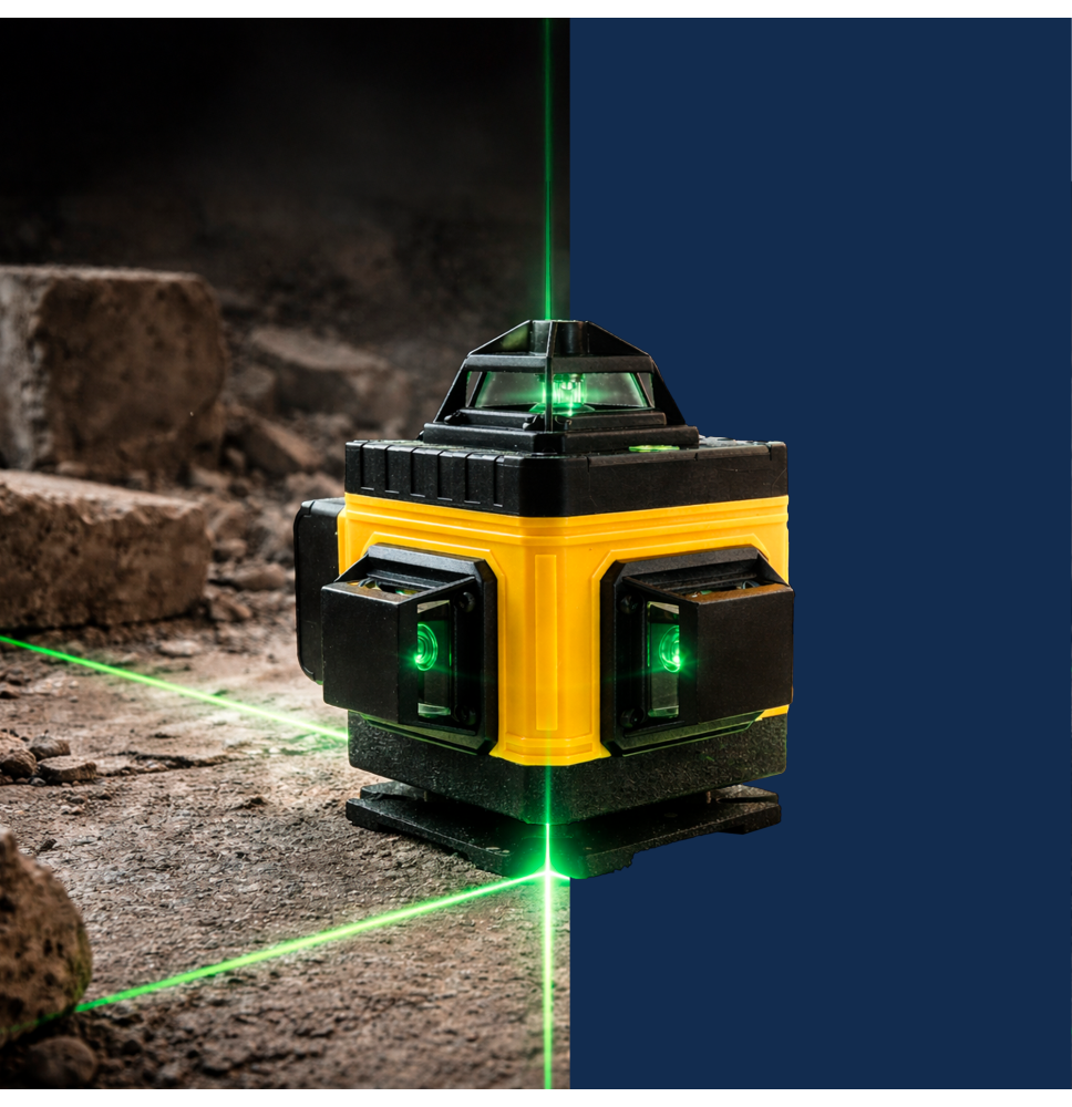POZIOMICA LASEROWA KRZYŻOWA PŁASZCZYZNOWA 360° LASER 4D ŻÓŁTA + ETUI ZESTAW