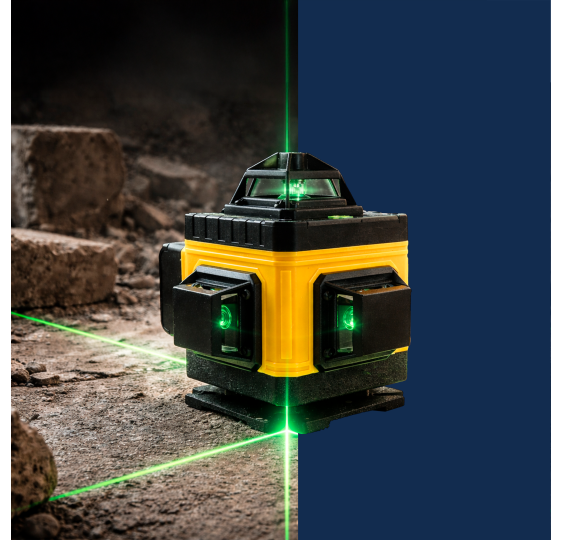 POZIOMICA LASEROWA KRZYŻOWA PŁASZCZYZNOWA 360° LASER 4D ŻÓŁTA + ETUI ZESTAW
