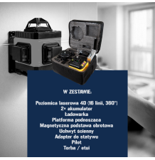 POZIOMICA LASEROWA KRZYŻOWA PŁASZCZYZNOWA 360° LASER 4D ŻÓŁTA + ETUI ZESTAW
