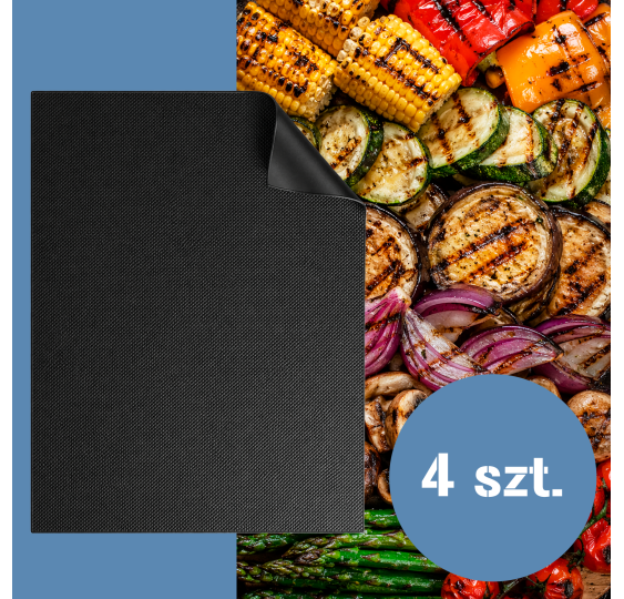 Mata teflonowa do pieczenia i grillowania 4 sztuk – nieprzywierająca, wielokrotnego użytku