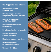 Mata teflonowa do pieczenia i grillowania 8 sztuk – nieprzywierająca, wielokrotnego użytku