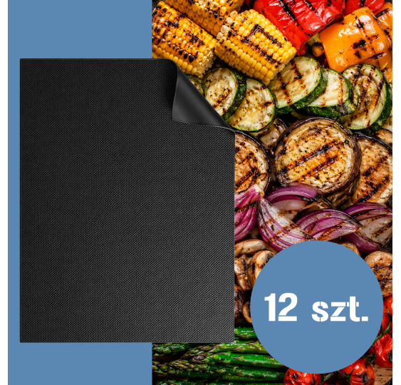 Mata teflonowa do pieczenia i grillowania 12 sztuk – nieprzywierająca, wielokrotnego użytku