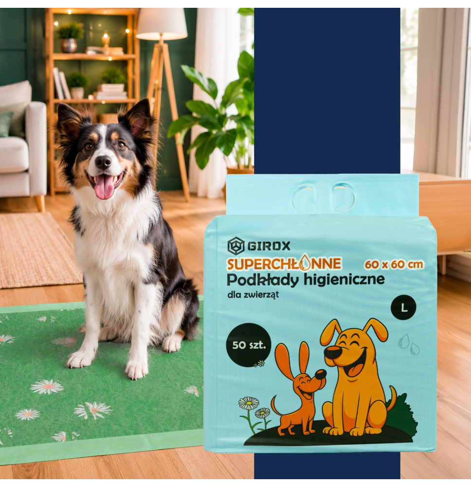 PODKŁADY DLA PSA CHŁONNE 60X60 IMITACJA TRAWY ULTRA CHŁONNE GRUBE XXL 50SZT