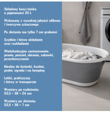 Kosz na pranie składany 25L miska wanienka silikonowa 7 cm szaro-biała duża